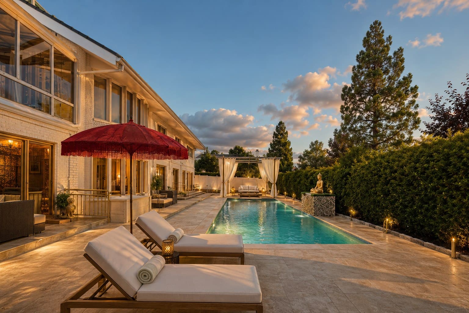 Poolside at dusk